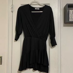 Black, long sleeve mini dress
